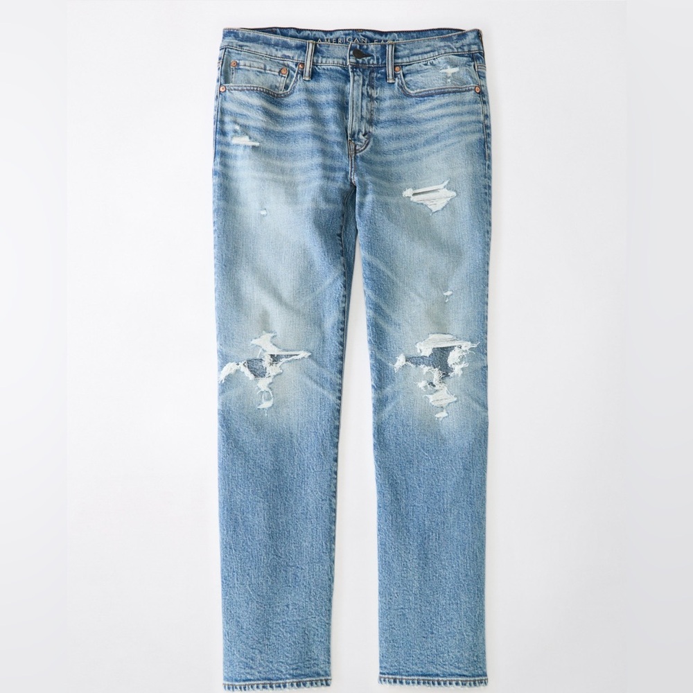 American Eagle relaxed straight ripped jeans